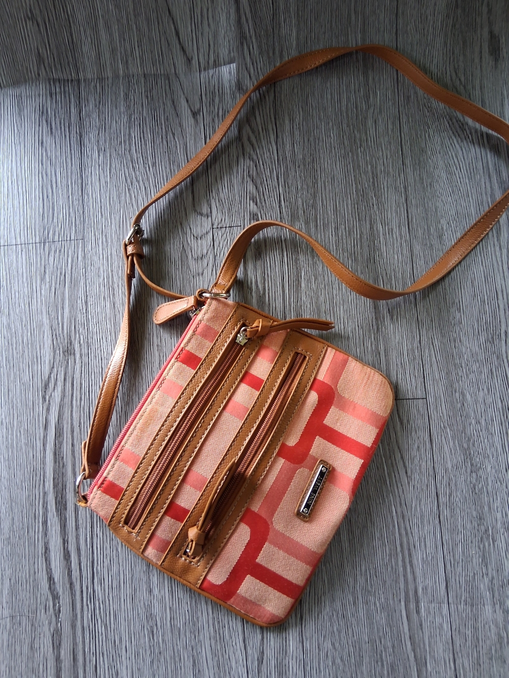 Nine West Peach and Tan Crossbody Bag